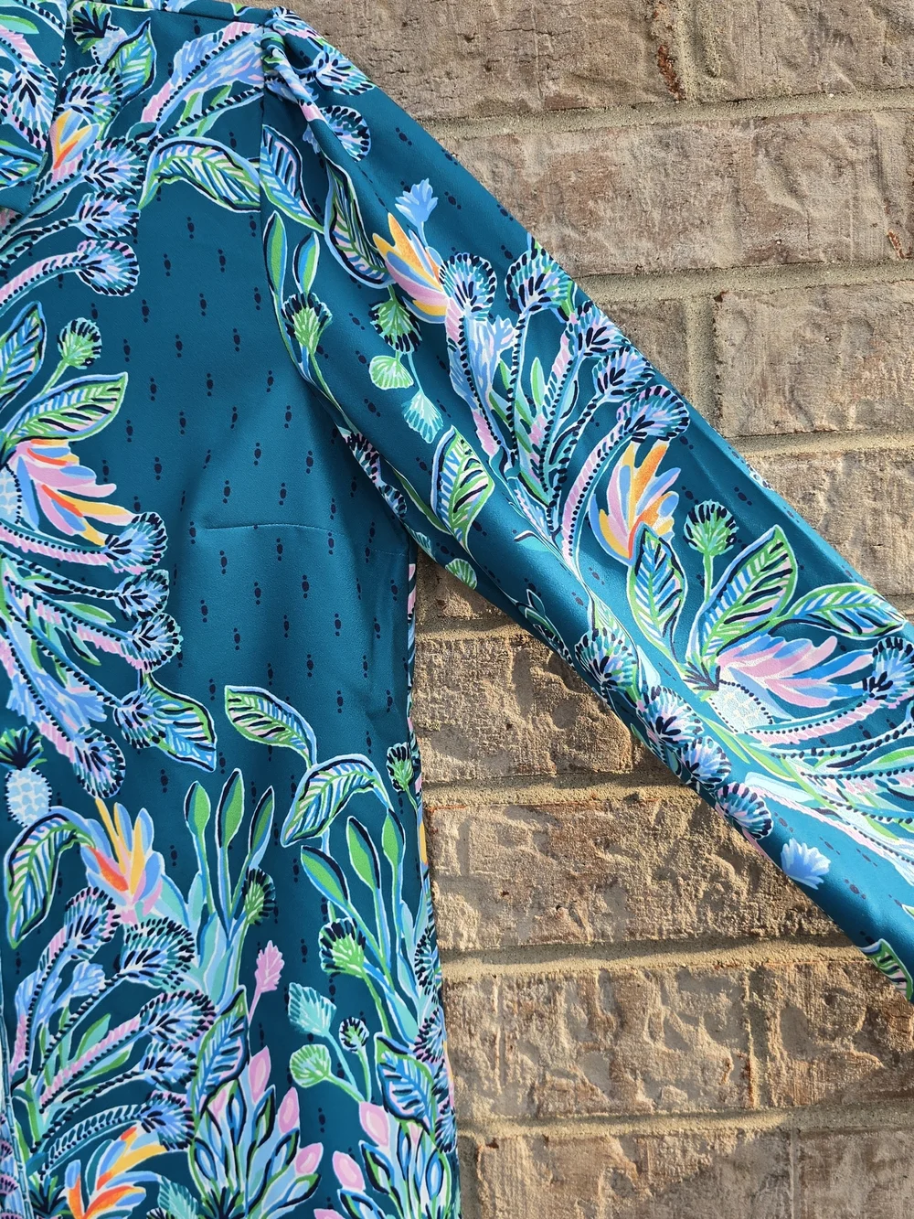 Lilly Pulitzer Womens Long Sleeve Colorful Pearl Buttons Blouse Top Size Small